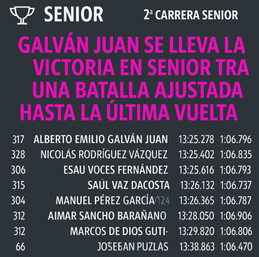 Galván Juan se lleva la victoria en Senior tras una batalla ajustada hasta la última vuelta