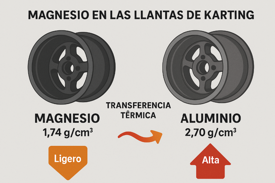 El magnesio en las llantas de karting: ventajas técnicas frente al aluminio