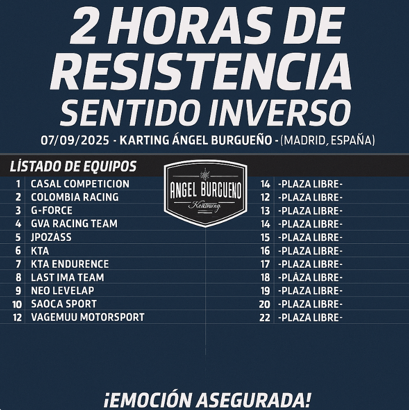 Resistencia de 2 Horas en el Karting Ángel Burgueño: emoción asegurada en sentido inverso