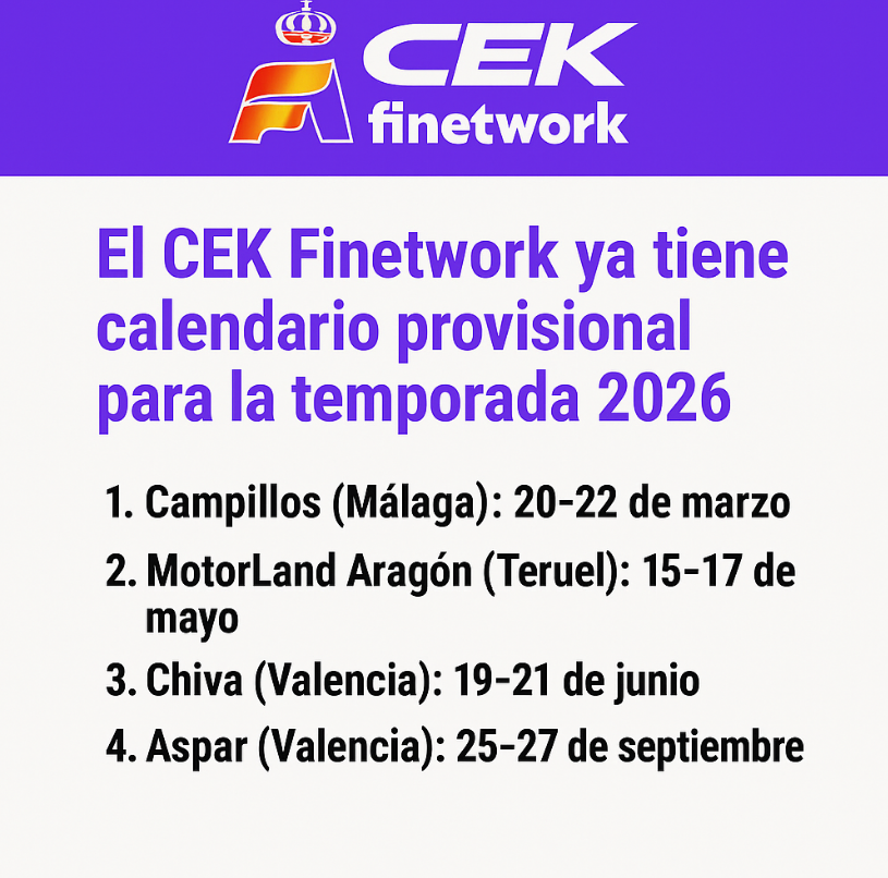Anunciado el Calendario Provisional del Campeonato de España de Karting Finetwork 2026.